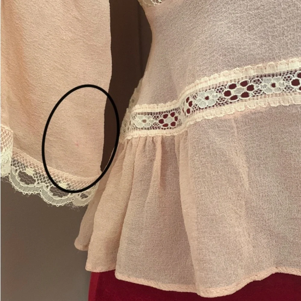 Y2K Lace Peach Victorian Style Blouse Small Cottagecore - Picture 7 of 7